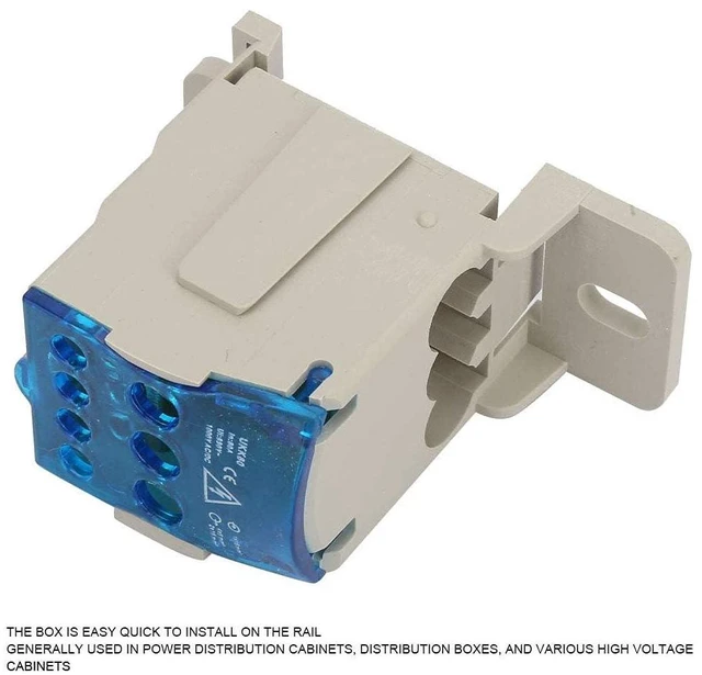 Alt view image 5 of 7 - 6Pcs Terminal Distribution Box, UKK-80A Block Distribution Box Universal Din Rail Electric Wire Connector Temperature Resistant Insulation Performance Power Junction Box