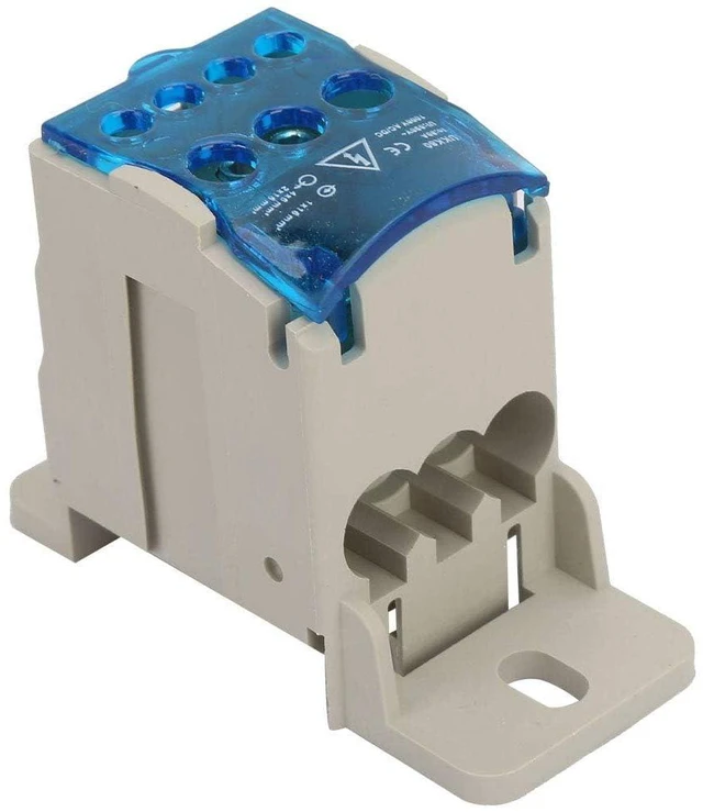Alt view image 6 of 7 - 6Pcs Terminal Distribution Box, UKK-80A Block Distribution Box Universal Din Rail Electric Wire Connector Temperature Resistant Insulation Performance Power Junction Box