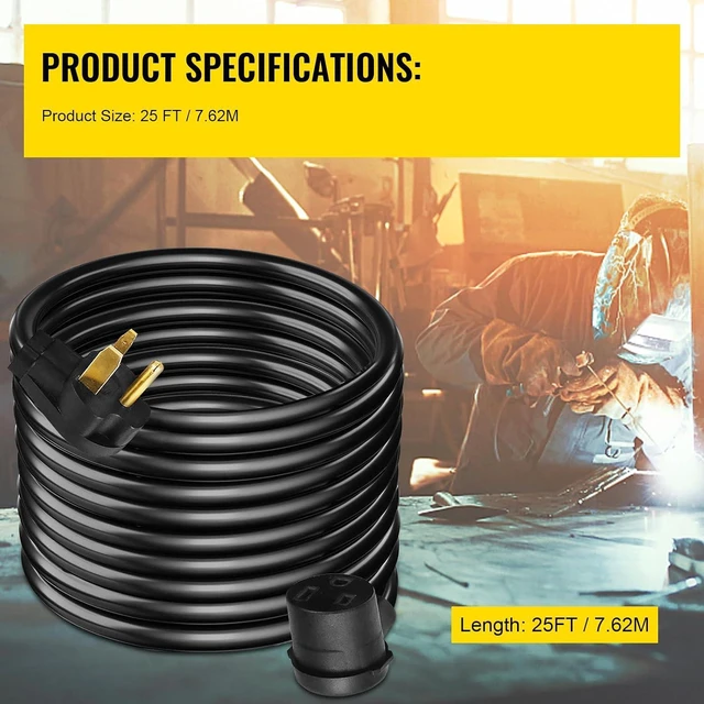 Alt view image 7 of 7 - Welder Extension Cord, 30Amp 25 ft 250V, Heavy-Duty Power Cable with NEMA 6-50 Plug, 10 Gauge 3-Prong Design, Compatible with MIG, Plasma, TIG, and Lincoln Welding Equipment
