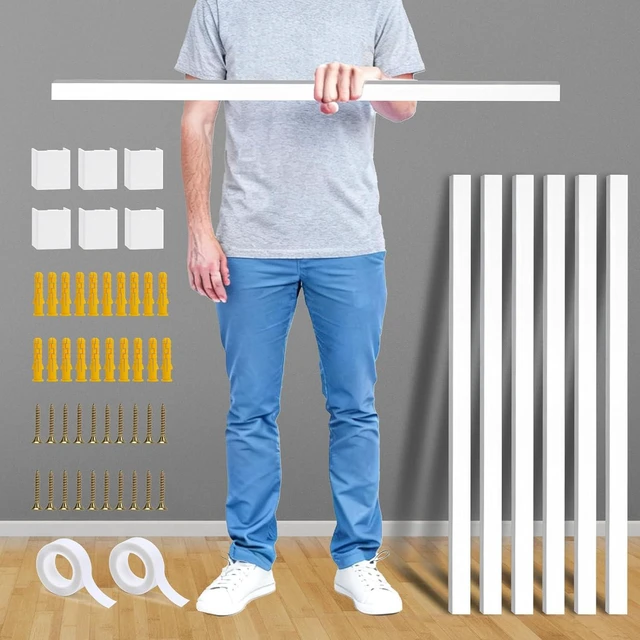 Main image of 236in Cord Hider Kit, Cord Covers for Wires on Wall, Long, Large, Cord Hider for Wall Mount tv, Paintable Cable Raceway, tv Cable Hider Wall kit, Wire Covers for Cords,6X(L39.4in W0.95in H0.5in) White