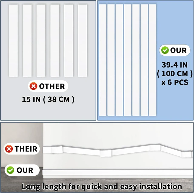 Alt view image 4 of 7 - 236in Cord Hider Kit, Cord Covers for Wires on Wall, Long, Large, Cord Hider for Wall Mount tv, Paintable Cable Raceway, tv Cable Hider Wall kit, Wire Covers for Cords,6X(L39.4in W0.95in H0.5in) White
