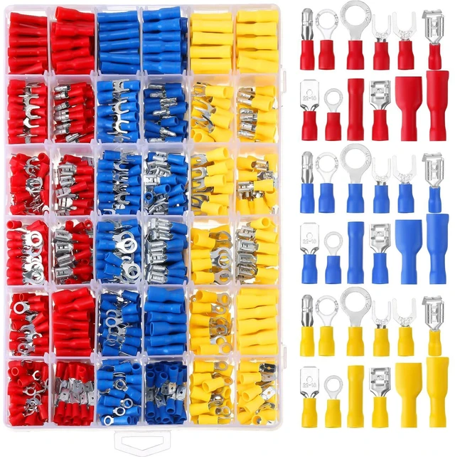 Main image of Hoteam 1200 Pcs Insulated Electrical Wire Connectors Kit Wire Crimp Terminals Butt, Ring, Spade, Fork Quick Disconnect Assortment Kit with Storage Box for Automotive Marine Boat Truck(Cold Shrink)