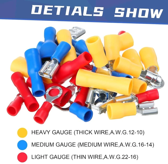 Alt view image 3 of 7 - Hoteam 1200 Pcs Insulated Electrical Wire Connectors Kit Wire Crimp Terminals Butt, Ring, Spade, Fork Quick Disconnect Assortment Kit with Storage Box for Automotive Marine Boat Truck(Cold Shrink)