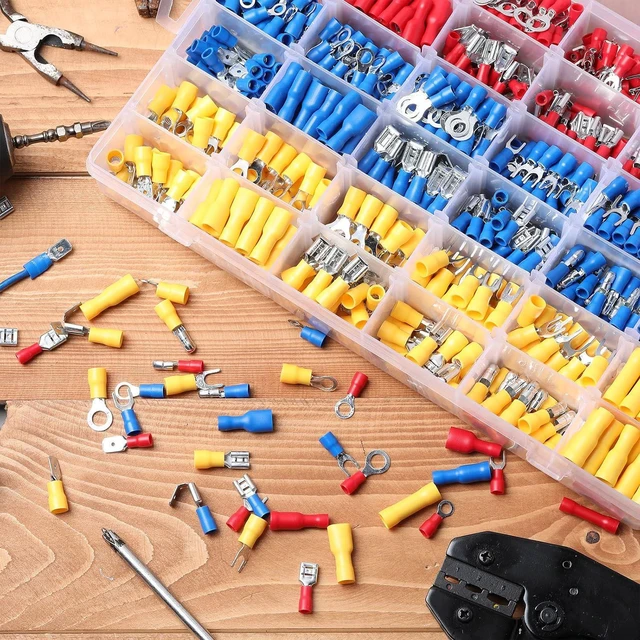 Alt view image 4 of 7 - Hoteam 1200 Pcs Insulated Electrical Wire Connectors Kit Wire Crimp Terminals Butt, Ring, Spade, Fork Quick Disconnect Assortment Kit with Storage Box for Automotive Marine Boat Truck(Cold Shrink)