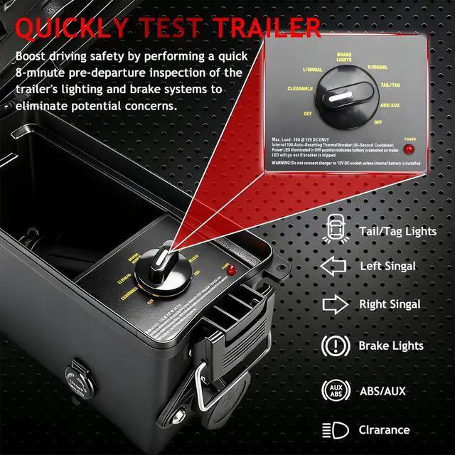 Alt view image 5 of 7 - 9102 7-Way Round Pin Trailer Light Check Box (SAE J560) Suitable for Commercial Trailers | with 7-Way Round Pin Circuit Tester and 7865L Charger | Test