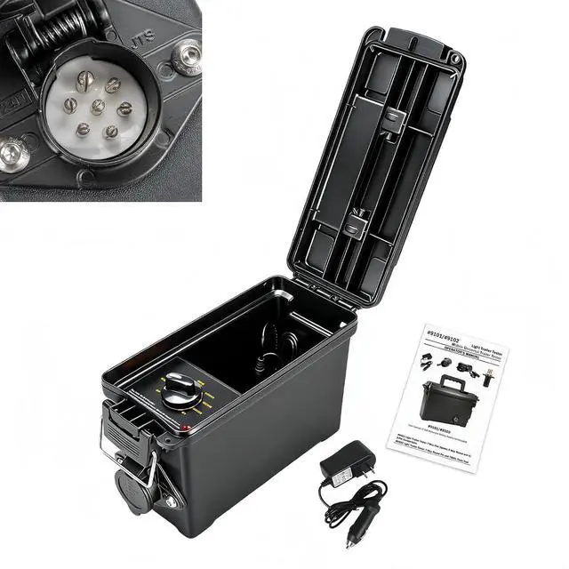 Main image of 9102 7-Way Round Pin Trailer Light Check Box (SAE J560) Suitable for Commercial Trailers | with 7-Way Round Pin Circuit Tester and 7865L Charger | Test