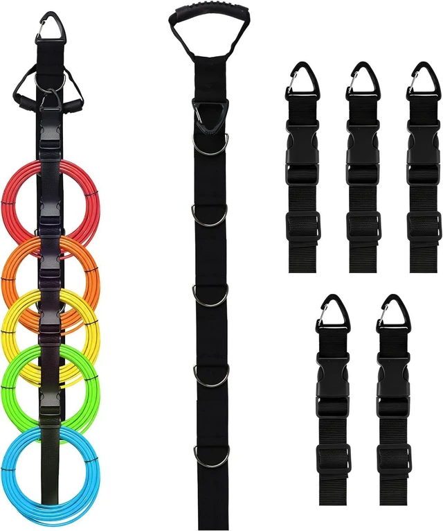 Main image of 2 Pack Extension Cord Organizer Hanger - Heavy Duty Garage Storage Straps System with 5 Detachable Buckles - 440lb Capacity Wall Mount Holder for Cable, Hose, Rope, Shop & RV Organization (2)