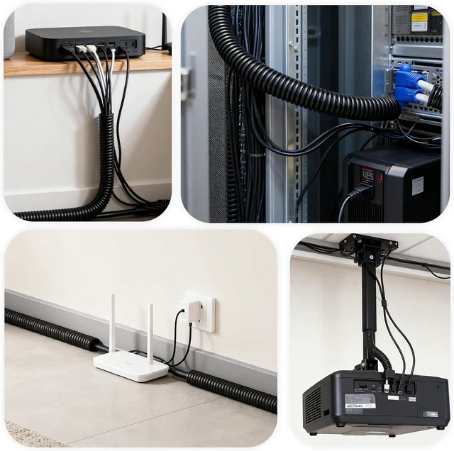 Alt view image 7 of 7 - 120FT 3/8 inch Split Wire Loom Tubing Kit with 2 Clamps - Flexible Abrasion Resistant Conduit for Automotive, Mechanical Cable Protection