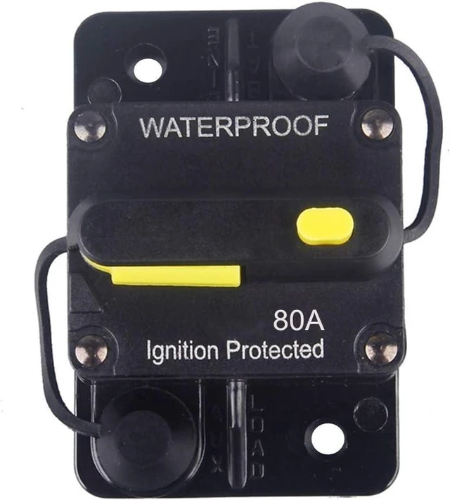 Main image of 80 Amp Circuit Breaker 12V- 48V DC Manual Reset Fuse for Trolling Motor Rv Marine Boat Vehicles System Protection Waterproof (80A)