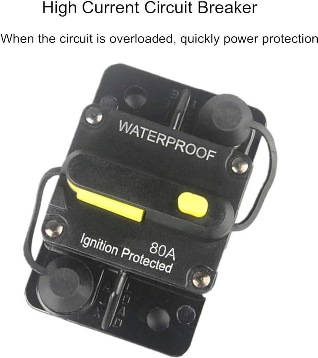 Alt view image 2 of 7 - 80 Amp Circuit Breaker 12V- 48V DC Manual Reset Fuse for Trolling Motor Rv Marine Boat Vehicles System Protection Waterproof (80A)
