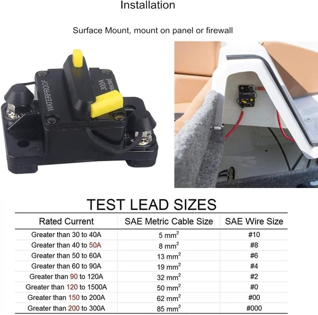 Alt view image 5 of 7 - 80 Amp Circuit Breaker 12V- 48V DC Manual Reset Fuse for Trolling Motor Rv Marine Boat Vehicles System Protection Waterproof (80A)