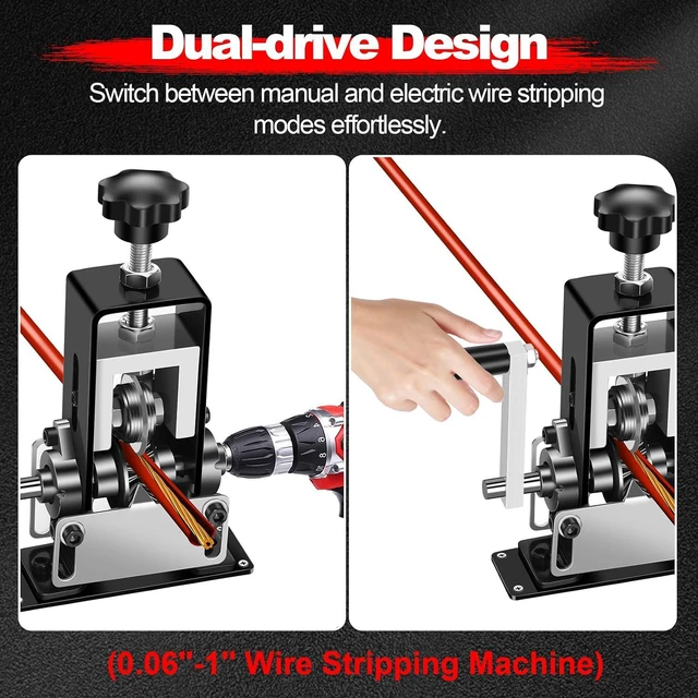 Alt view image 4 of 7 - Trivd Frol Manual Wire Stripping Machine, Gauge Wire 0.06"-1", Scrapping Copper Wire Peeler Machine, Drill Powered/Hand Crank Dual-drive Wire Stripper Tool for Scrap Copper Recycling & DIY etc.