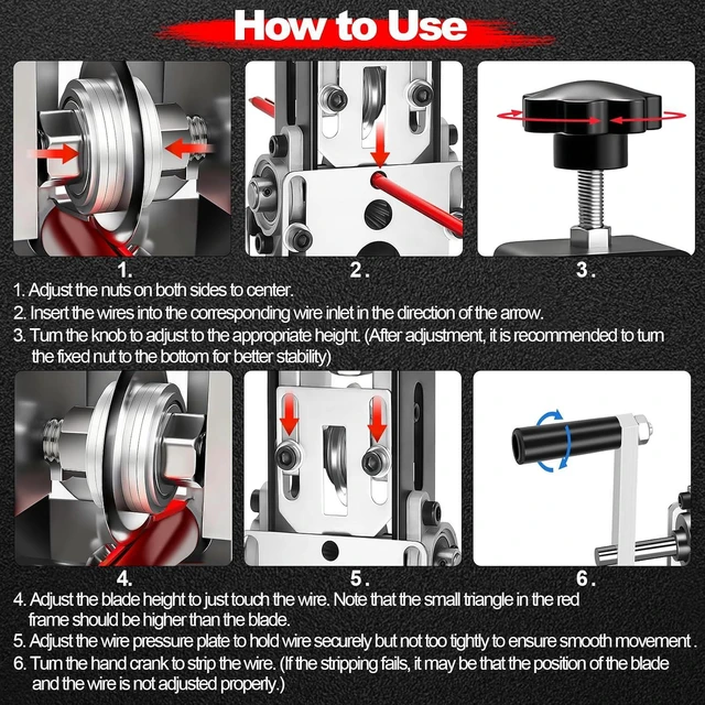 Alt view image 6 of 7 - Trivd Frol Manual Wire Stripping Machine, Gauge Wire 0.06"-1", Scrapping Copper Wire Peeler Machine, Drill Powered/Hand Crank Dual-drive Wire Stripper Tool for Scrap Copper Recycling & DIY etc.