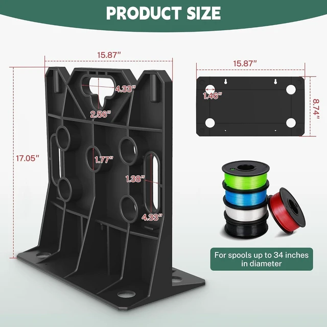Alt view image 7 of 7 - Wire Spool Rack, Multi Purpose Wire Dispenser Cable management rack for organizing cables, 34" diameter 17" tall 15.87" wide 330 pound weight capacity (Black, 1 Pair)