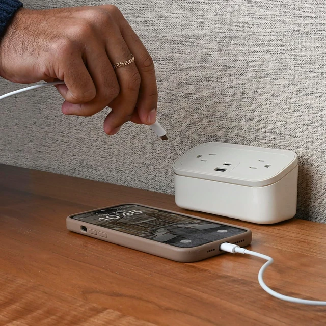 Alt view image 2 of 6 - CubieMini - Tabletop Power Strip Charging Station with Outlets and USB Ports (Latte)