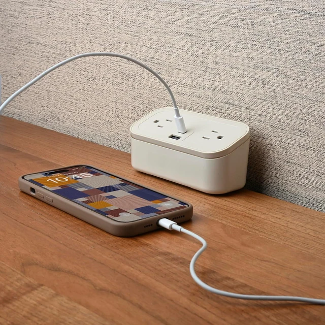 Alt view image 4 of 6 - CubieMini - Tabletop Power Strip Charging Station with Outlets and USB Ports (Latte)