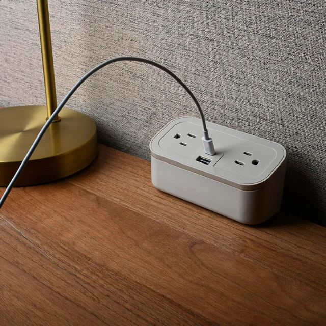 Alt view image 3 of 6 - CubieMini - Tabletop Power Strip Charging Station with Outlets and USB Ports (Latte)