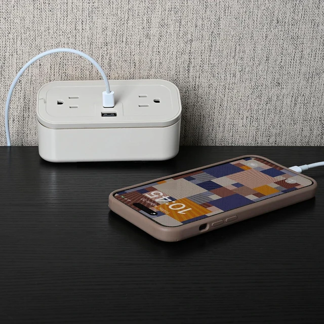 Alt view image 5 of 6 - CubieMini - Tabletop Power Strip Charging Station with Outlets and USB Ports (Latte)