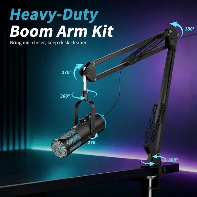 Alt view image 7 of 7 - PUPGSIS Gaming Microphone for PC, USB Condenser Mic for PS4/5 and Mac, Noise Cancellation Computer Mic with Mute, Reverb, Adjustable Boom Arm, Pop Filter for Streaming/Podcasting/Recording/YouTube