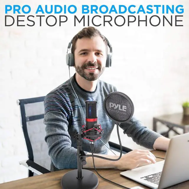Alt view image 6 of 7 - Pyle USB Microphone Podcast Recording Kit - Audio Cardioid Condenser Mic w/Shock Mount Stand & Pop Filter, for Gaming PS4, Streaming, Podcasting, Studio, YouTube, Works w/Windows PC Mac PDMIKT200