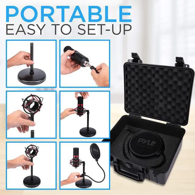 Alt view image 7 of 7 - Pyle USB Microphone Podcast Recording Kit - Audio Cardioid Condenser Mic w/Shock Mount Stand & Pop Filter, for Gaming PS4, Streaming, Podcasting, Studio, YouTube, Works w/Windows PC Mac PDMIKT200