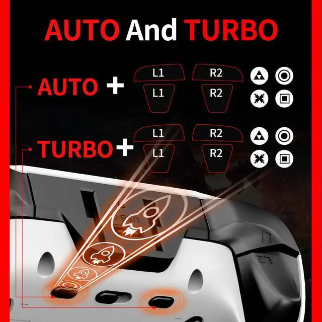 Alt view image 5 of 7 - Wireless PS5 Controller Hall Effect Anti-Drift Joystick Gaming Gamepad with Programmable Back Paddles Macro Turbo Dual Vibration 6-Axis Gyro Bluetooth 5.0 RGB 3.5mm Audio Jack for PS5 Slim Pro PC