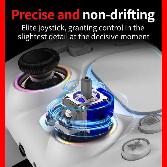 Alt view image 3 of 7 - Wireless PS5 Controller Hall Effect Anti-Drift Joystick Gaming Gamepad with Programmable Back Paddles Macro Turbo Dual Vibration 6-Axis Gyro Bluetooth 5.0 RGB 3.5mm Audio Jack for PS5 Slim Pro PC