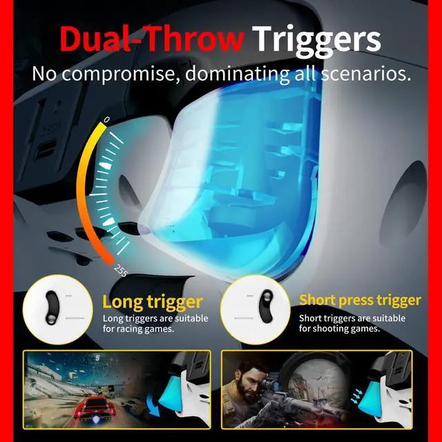 Alt view image 2 of 7 - Wireless PS5 Controller Hall Effect Anti-Drift Joystick Gaming Gamepad with Programmable Back Paddles Macro Turbo Dual Vibration 6-Axis Gyro Bluetooth 5.0 RGB 3.5mm Audio Jack for PS5 Slim Pro PC