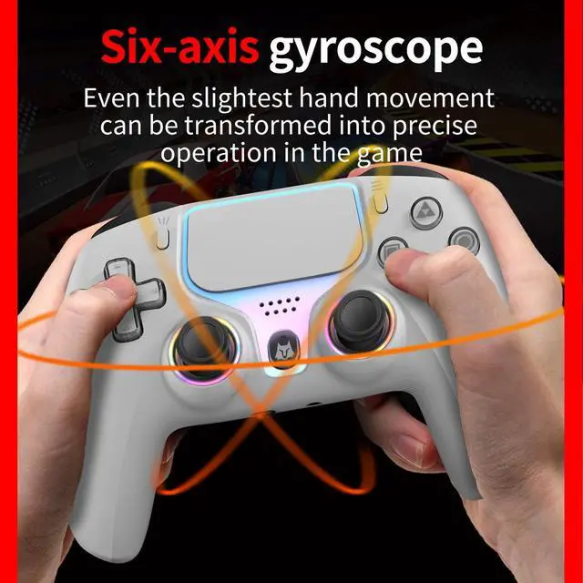 Alt view image 6 of 7 - Wireless PS5 Controller Hall Effect Anti-Drift Joystick Gaming Gamepad with Programmable Back Paddles Macro Turbo Dual Vibration 6-Axis Gyro Bluetooth 5.0 RGB 3.5mm Audio Jack for PS5 Slim Pro PC