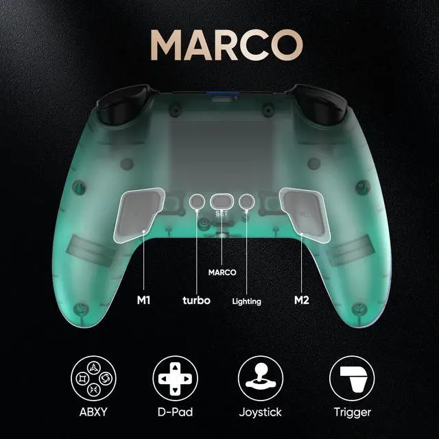Alt view image 4 of 7 - BETMI LED Wireless Controller for PS5, Pro/Slim/Steam Deck/PC(Frosted Blue) | Hall Joysticks/Trigger, Macro Back Button, Turbo, Dual Vibration, 6-Axis, 3.5mm Jack, Built-in Mic, Gamepad with Speaker