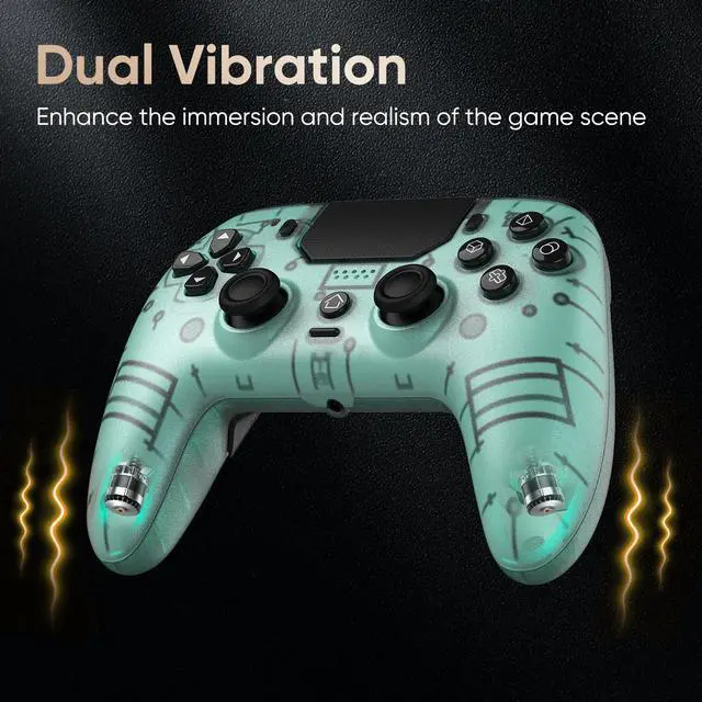 Alt view image 6 of 7 - BETMI LED Wireless Controller for PS5, Pro/Slim/Steam Deck/PC(Frosted Blue) | Hall Joysticks/Trigger, Macro Back Button, Turbo, Dual Vibration, 6-Axis, 3.5mm Jack, Built-in Mic, Gamepad with Speaker