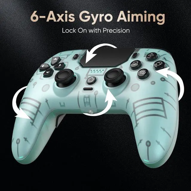 Alt view image 7 of 7 - BETMI LED Wireless Controller for PS5, Pro/Slim/Steam Deck/PC(Frosted Blue) | Hall Joysticks/Trigger, Macro Back Button, Turbo, Dual Vibration, 6-Axis, 3.5mm Jack, Built-in Mic, Gamepad with Speaker