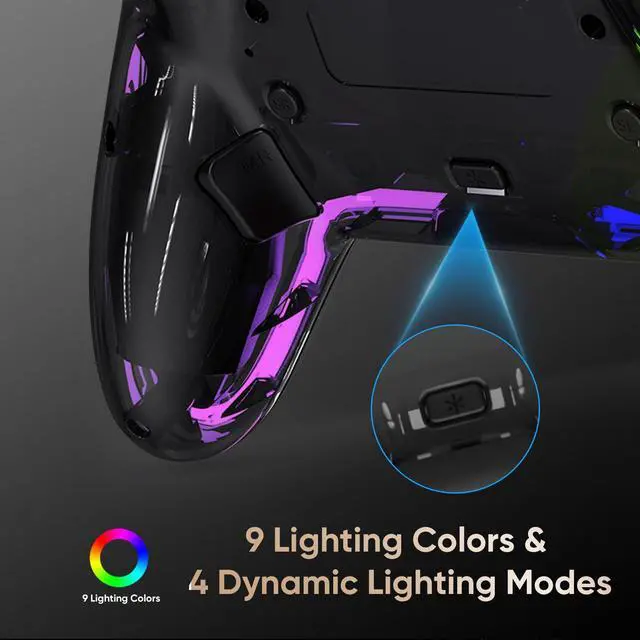 Alt view image 7 of 7 - BETMI Wireless Controller for PS5, Pro/Slim/MAC/PC (Transparent Black) | Hall Effect Joysticks, Dual Vibration, Macro/Turbo/3.5mm Jack/6-Axis Gyro, Speaker, LED Gamepad for Steam Deck, L Blue R Pink
