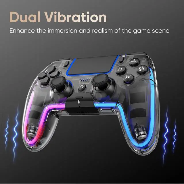 Alt view image 6 of 7 - Wireless Controller for PS5, Pro/Slim/MAC/Steam Deck/PC, Hall Effect Joysticks,Dual Vibration, Macro/Turbo, 3.5mm Audio Jack, 6-Axis Gyro, Mute, Bluetooth LED Gamepad with Speake