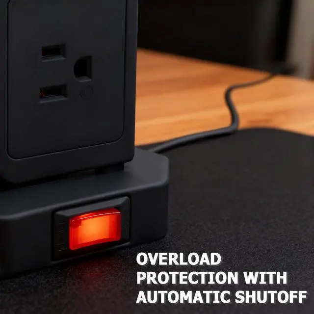 Alt view image 3 of 7 - EP Power Strip Tower with USB Ports Surge Protector,Power Cord with 9 AC Outlet and 4 USB (3A 1C), 6 FT Extension Cord with Multiple Outlets, Charging Station for Home Office Dorm