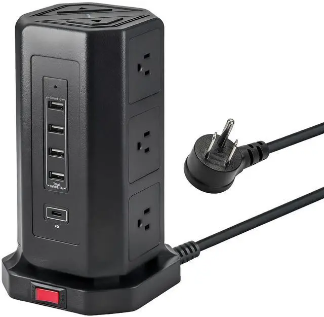 Main image of EP Power Strip Tower with USB Ports Surge Protector,Power Cord with 9 AC Outlet and 4 USB (3A 1C), 6 FT Extension Cord with Multiple Outlets, Charging Station for Home Office Dorm