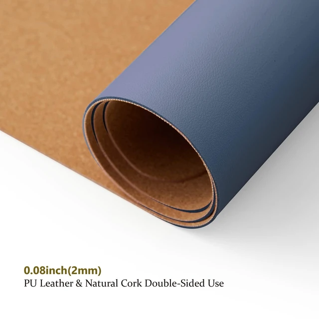 Alt view image 3 of 7 - Large Cork Desk Mat - 47.2"x 17" Desk Pad for Office and Home - Ideal for Large Mouse Pad and Desk Mats on Top of Desks(Dark Blue)
