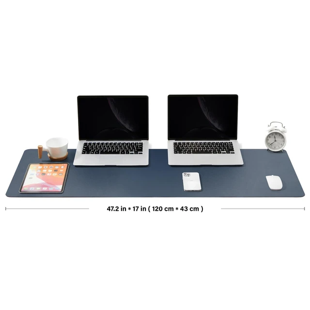 Alt view image 2 of 7 - Large Cork Desk Mat - 47.2"x 17" Desk Pad for Office and Home - Ideal for Large Mouse Pad and Desk Mats on Top of Desks(Dark Blue)