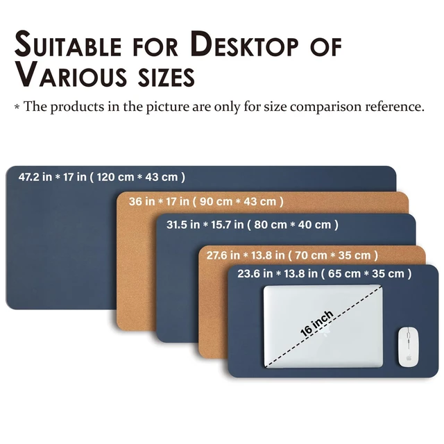 Alt view image 5 of 7 - Large Cork Desk Mat - 47.2"x 17" Desk Pad for Office and Home - Ideal for Large Mouse Pad and Desk Mats on Top of Desks(Dark Blue)