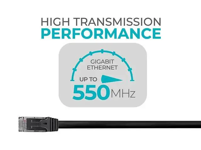 Alt view image 2 of 5 - Monoprice Cat6 Ethernet Patch Cable - RJ45, Stranded, 550Mhz, UTP, Pure Bare Copper Wire, 24AWG, 1 Feet, Black, 12-Pack - Flexboot Series