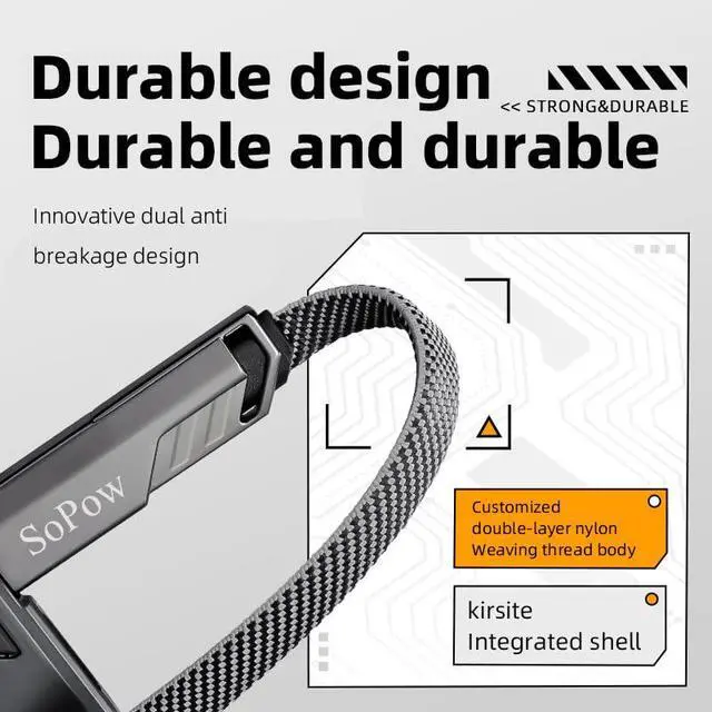 Alt view image 4 of 7 - SoPow 5FT Flat Nylon Braided USB C to C Cable 4-in-1 Multi-Adapter (C/A) 65W Max Fast Charging & Data Sync Cord, Compatible with iPhone 14 15 16 17 iPad MacBook Android