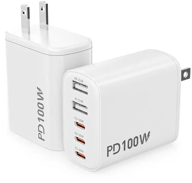 Main image of 5-in-1 USB C Charger Fast Charging Block,2Pack USB Plug Type-C Wall Adapter | iPhone 17 Charger Fast Charging Block 45W Max USB Charger Block for iPhone 17Pro Max/16Pro/15/14/13,iPad Mini/Air/Pro