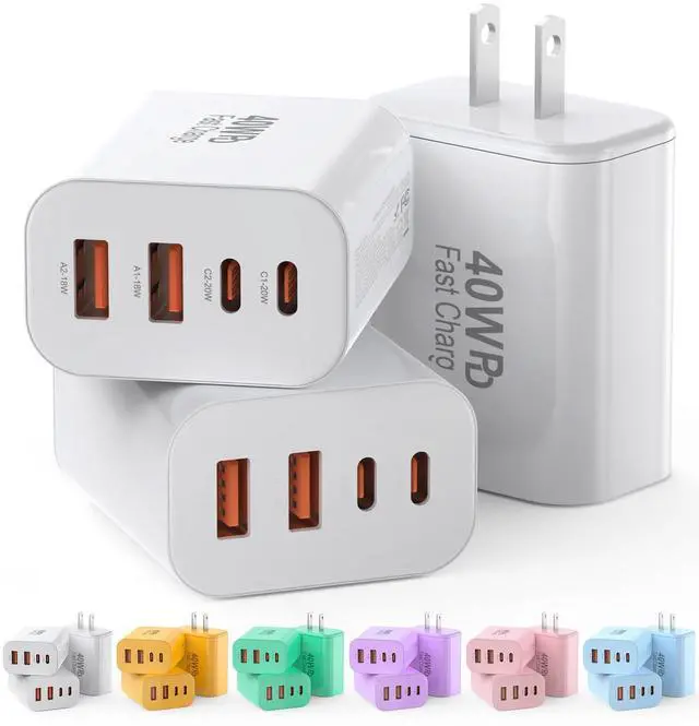 Main image of USB C Charger Block,40W USB C Charger Cube,3 Pack Type C Chargers Block,Fast Charging Plug Dual Port PD+QC Charging Cube for iPhone 17 16 15 14 13 12 11 Pro Max XS,iPad, Samsung Phone,Tablet