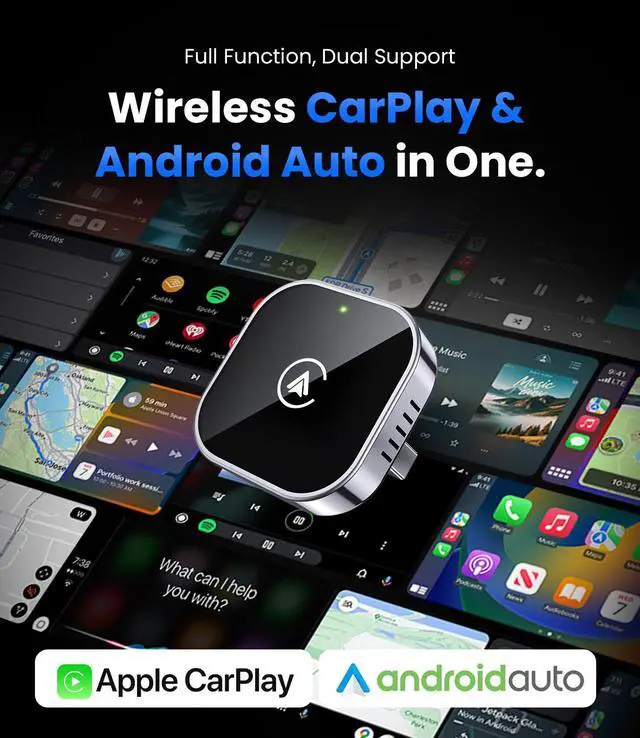 Alt view image 2 of 7 - Teeran 2 in 1 Wireless CarPlay and Android Auto Adapter | Easy Setup Plug and Play, Fast Seamless Use, Supports 1000+ Cars with Built-in Wired Car Play/Android Auto, Compact Design