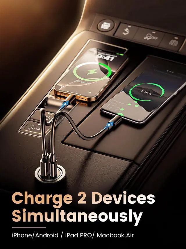 Alt view image 6 of 7 - MOSWAG Car Charger,Invisible Cigarette Lighter USB Adapter All Metal & Mini | USB C& USB A 2 Port Car Adapter, QC3.0 Dual Port Cigarette Lighter for iPhone 17 16 Samsung S25 Ultra Piexl 10 and More
