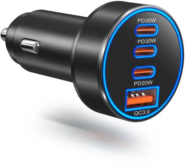 Main image of Car Charger USB C, 98W 4-Port Fast Car Phone Cigarette Lighter USB Charger | Multiport 12V-24V USB Outlet,Car Adapter Plug,for iPhone 17/16/15 Pro Max,Galaxy S26/S25/S24 Ultra,Tablet, Android(Black)