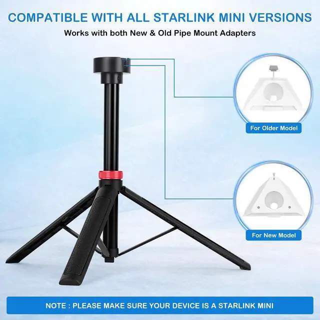 Alt view image 2 of 7 - Portable Starlink Mini Tripod Stand, 0.72 lb Lightweight Ground Mount | Ultra-Light, Packable, Wind-Resistant, Aviation Aluminum, Anti-Slip Feet, for Backpacking RV Travel