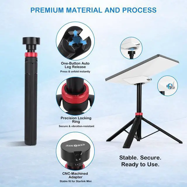 Alt view image 4 of 7 - Portable Starlink Mini Tripod Stand, 0.72 lb Lightweight Ground Mount | Ultra-Light, Packable, Wind-Resistant, Aviation Aluminum, Anti-Slip Feet, for Backpacking RV Travel