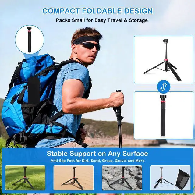 Alt view image 5 of 7 - Portable Starlink Mini Tripod Stand, 0.72 lb Lightweight Ground Mount | Ultra-Light, Packable, Wind-Resistant, Aviation Aluminum, Anti-Slip Feet, for Backpacking RV Travel