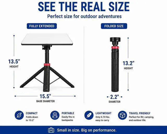 Alt view image 7 of 7 - Portable Starlink Mini Tripod Stand, 0.72 lb Lightweight Ground Mount | Ultra-Light, Packable, Wind-Resistant, Aviation Aluminum, Anti-Slip Feet, for Backpacking RV Travel